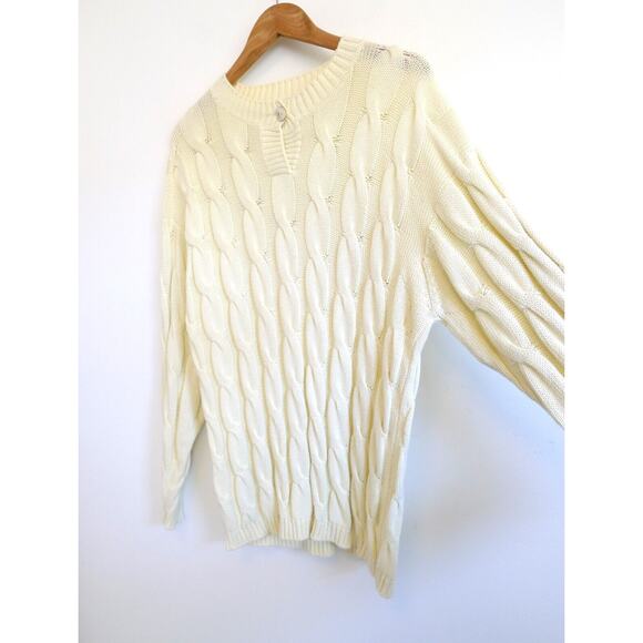 MALO Cotton Cable Knit Fisherman Pullover Sweater Italy YOOX Farfetch 44 M $770 - Picture 3 of 9